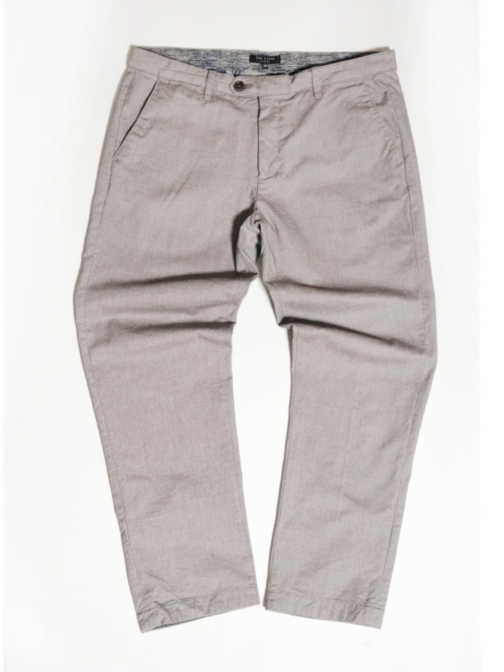 AS IS (snag) TED BAKER Men's 34R Khaki Grey Business Casual Flat Front Trousers